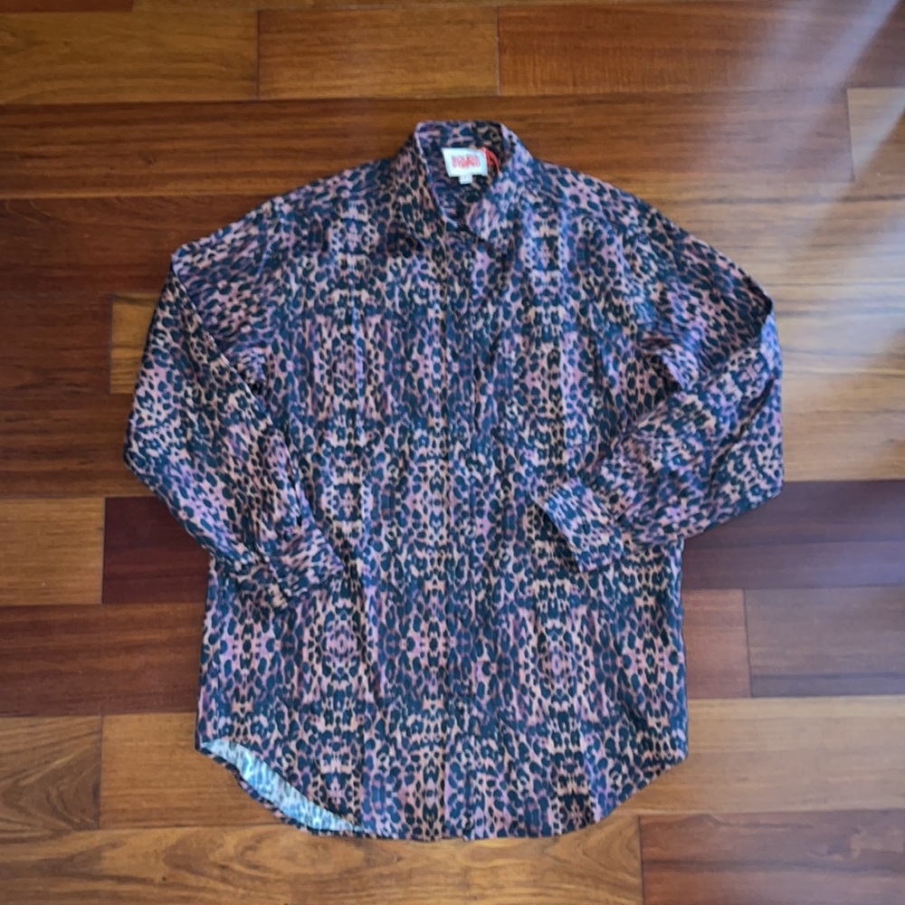 NWT SOLID & STRIPED The Oxford Leopard-Print Linen Shirt - Picture 4 of 9